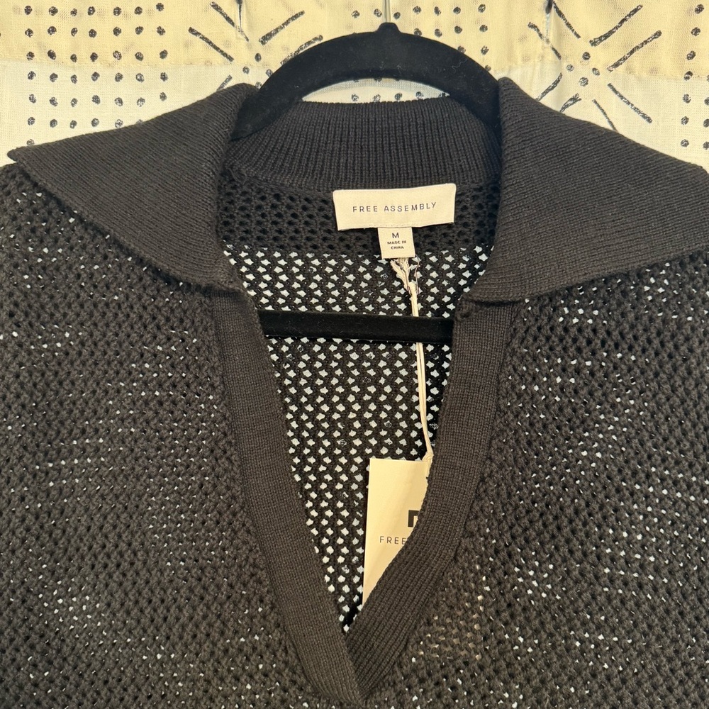 FREE ASSEMBLY Short Sleeve Crochet Polo Shirt - Picture 4 of 8